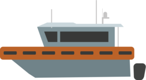 cartoon image of a boat floating in water