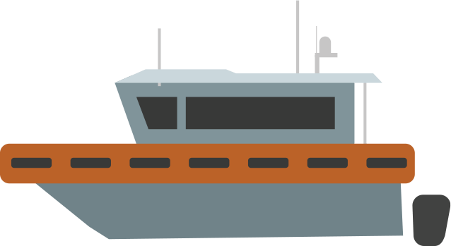 cartoon image of a boat floating in water